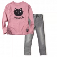 Παιδική μπλούζα Losan για κορίτσια Cat ροζ καθημερινές εποχιακές ετών μακρυμάνικες επώνυμες online | Παιδικό παντελόνι Minoti για Skinny γκρι επώνυμo παιδικό ρούχο κοριτσίτικο μοντέρνο εφαρμοστό 