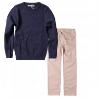 Παιδική μπλούζα για αγόρια πλεκτή Basic μπλε οικονομικά πουλόβερ πλεκτα μονόχρωμα Online | Παιδικό παντελόνι για αγόρια Genova 2 μπέζ καθημερινά αγορίστικα ελαστικά online (1) 