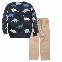 Παιδική μπλούζα New College για αγόρια Jurassic μπλε καθημερινή άνετη πλεκτή ζεστή σχολείο ετών online (1) | Παιδικό παντελόνι για αγόρια Genova σαμπανί  2-6 καθημερινά ελαστικά αγορίστικα online (1) 