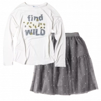 Παιδική μπλούζα Mayoral για κορίτσια Find Wild Άσπρο κοριτσίστικες μπλούζες επώνυμες χειμερινές | Παιδική φούτσα Mayoral για κορίτσια Shiny Flowers γκρι φούστες tutu κοριτσίστικες με τούλι επώνυμες ετών (1) 