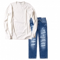 Παιδική μπλούζα για αγόρια Jebe Boy Λευκή | Παιδικό παντελόνι Online για αγόρια Vogue μπλε καθημερινό άνετο κάζουαλ σκισμένο βόλτα ετών online (1) 