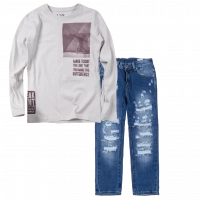 Παιδική μπλούζα Losan για αγόρια Difference γκρι καθημερινή άνετη εποχιακή επώνυμη ετών online (1) | Παιδικό παντελόνι Online για αγόρια Vogue μπλε καθημερινό άνετο κάζουαλ σκισμένο βόλτα ετών online (1) 