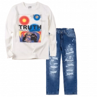 Παιδική μπλούζα Losan για αγόρια Truth άσπρο καθημερινή εποχιακή άνετη επώνυμη ετών online (1) | Παιδικό παντελόνι Online για αγόρια Vogue μπλε καθημερινό άνετο κάζουαλ σκισμένο βόλτα ετών online (1) 