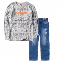  | Παιδικό παντελόνι Online για αγόρια Authentic μπλε καθημερινό άνετο βόλτα  σκισμένο τζιν ετών online (1) 