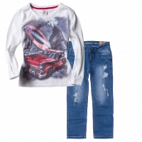 Παιδική μπλούζα New College για αγόρια Underground Άσπρο αγορίστικες ελληνικές εποχιακές μπλούζες | Παιδικό παντελόνι Online για αγόρια Authentic μπλε καθημερινό άνετο βόλτα  σκισμένο τζιν ετών online (1) 