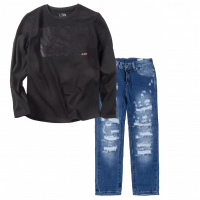 Παιδική μπλούζα Losan για αγόρια Big L μαύρο επώνυμη καθημερινή εποχιακή άνετη ετών online (1) | Παιδικό παντελόνι Online για αγόρια Vogue μπλε καθημερινό άνετο κάζουαλ σκισμένο βόλτα ετών online (1) 