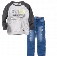 Παιδική μπλούζα AKO για αγόρια Generation γκρι μακρυμάνικές χειμωνιάτικές χρονών online οικονομικές φούτερ | Παιδικό παντελόνι Online για αγόρια Authentic μπλε καθημερινό άνετο βόλτα  σκισμένο τζιν ετών online (1) 