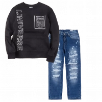 Παιδική μπλούζα Losan για αγόρια Aerospace μαύρο καθημερινή άνετη ζεστή επώνυμη βόλτα σχολείο ετών online (1) | Παιδικό παντελόνι Online για αγόρια Vogue μπλε καθημερινό άνετο κάζουαλ σκισμένο βόλτα ετών online (1) 