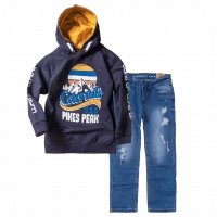 Παιδική μπλούζα New College για αγόρια Colorado Μπλε αγορίστικα ελληνικά φούτερ μοντέρνα ζεστά χειμερινά | Παιδικό παντελόνι Online για αγόρια Authentic μπλε καθημερινό άνετο βόλτα  σκισμένο τζιν ετών online (1) 