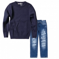 Παιδική μπλούζα για αγόρια πλεκτή Basic μπλε οικονομικά πουλόβερ πλεκτα μονόχρωμα Online | Παιδικό παντελόνι Online για αγόρια Vogue μπλε καθημερινό άνετο κάζουαλ σκισμένο βόλτα ετών online (1) 