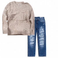 Παιδική μπλούζα Losan για αγόρια Tricot μπεζ καθημερινές ζεστές επώνυμες πουλόβερ ετών online | Παιδικό παντελόνι Online για αγόρια Vogue μπλε καθημερινό άνετο κάζουαλ σκισμένο βόλτα ετών online (1) 