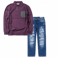  | Παιδικό παντελόνι Online για αγόρια Vogue μπλε καθημερινό άνετο κάζουαλ σκισμένο βόλτα ετών online (1) 