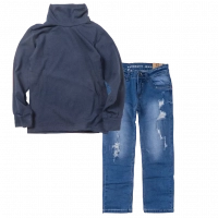 Παιδική μπλούζα ζιβάγκο unisex Simply Blue μπλε άνετο εκδηλώσεις σχολείο έτων online (1) | Παιδικό παντελόνι Online για αγόρια Authentic μπλε καθημερινό άνετο βόλτα  σκισμένο τζιν ετών online (1) 
