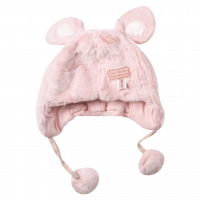 Βρεφικός σκούφος για κορίτσι Funny Ears ροζ καθημερινός άνετος ζεστός αφτάκια μηνών online (1)