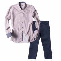 Παιδικό πουκάμισο για αγόρια LifeBoy Άσπρο Εμπριμέ αγορίστικο μοντέρνο ποιοτικό για εξόδους | Παιδικό παντελόνι για αγόρια Sandy Kids μπλε αγορίστικα καλά παντελόνια μοντέρνα παιδικά ρούχα online ετών 