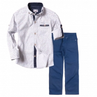 Παιδικό πουκάμισο για αγόρια Essone άσπρο καλά πουκάμισα για αγοράκια ετών βαμβακερά μοντέρνα ιδιαίτερα online | Παιδικό παντελόνι για αγόρια Genova 2 μπλε γαλάζιο καθημερινά ελαστικά αγορίστικά online (3) 
