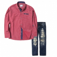Παιδικό πουκάμισο για αγόρια Glasgow μπορντό καλό επίσημο εκδηλώσεις online | Παιδικό παντελόνι τζιν για αγόρια μπλε κόκκινο μοντέρνα για εκδηλώσεις δώρο καθημερινό για το σχολείο casual 
