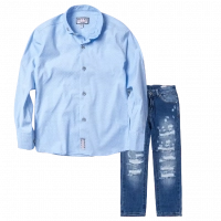 Παιδικό πουκάμισο για αγόρια Gloster σιέλ καλό επίσημο εκδηλώσεις online | Παιδικό παντελόνι Online για αγόρια Vogue μπλε καθημερινό άνετο κάζουαλ σκισμένο βόλτα ετών online (1) 