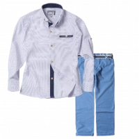 Παιδικό πουκάμισο για αγόρια Dot άσπρο 5-16 αγορίστικα καλά πουκάμισα γάμο βάφτιση εκκλησία ετών online | Παιδικό παντελόνι New College για αγόρια Blue Sea Μπλε αγορίστικα μοντέρνα μονόχρωμα ελληνικά παντελόνια 
