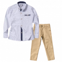 Παιδικό πουκάμισο για αγόρια Dot άσπρο 5-16 αγορίστικα καλά πουκάμισα γάμο βάφτιση εκκλησία ετών online | Παιδικό παντελόνι για αγόρια Sandy Kids μπεζ online 