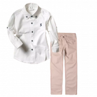 Παιδικό πουκάμισο για αγόρια Sandy Kids άσπρο αγορίστικα κοντομάνικο μακρυμάνικο μοντέρνα παιδικά ρούχα online χρονών online | Παιδικό παντελόνι για αγόρια Genova 2 μπέζ καθημερινά αγορίστικα ελαστικά online (1) 