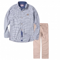 Παιδικό πουκάμισο για αγόρια Barrow άσπρο καλό επίσημο εκδηλώσεις online | Παιδικό παντελόνι για αγόρια Genova 2 μπέζ καθημερινά αγορίστικα ελαστικά online (1) 