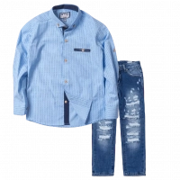 Παιδικό πουκάμισο για αγόρια Winchester γαλάζιο καλό επίσημο εκδηλώσεις online | Παιδικό παντελόνι Online για αγόρια Vogue μπλε καθημερινό άνετο κάζουαλ σκισμένο βόλτα ετών online (1) 