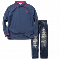  | Παιδικό παντελόνι τζιν για αγόρια μπλε κόκκινο μοντέρνα για εκδηλώσεις δώρο καθημερινό για το σχολείο casual 