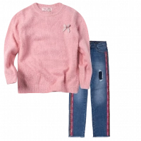 Παιδική μπλούζα ΕΒΙΤΑ για κορίτσια Grey Bow ροζ καθημερινή άνετη  ζεστή πλεκτή ετών online (1) |  