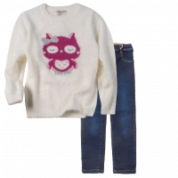 Παιδική μπλούζα ΕΒΙΤΑ για κορίτσια Cute Owl άσπρο καθημερινή άνετη ζεστή βόλτα πλεκτή σχολείο ετών online (1) | Παιδικό κολάν Losan για κορίτσια Leggings μπλε καθημερινό άνετο βόλτα σχολείο τζιν επώνυμο ετών online (1) 
