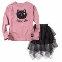 Παιδική μπλούζα Losan για κορίτσια Cat ροζ καθημερινές εποχιακές ετών μακρυμάνικες επώνυμες online | Παιδική φούστα tutu γιακορίτσια Fire μαύρο κοριτσίστικες φούστες με τούλι μοντέρνες online 