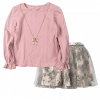 Παιδική μπλούζα για κορίτσια Diamond Bow ροζ άνετη λεπτή crop top βόλτα πάρτι ετών online (1) | Παιδική φούστα Mayoral για κορίτσια Wind γκρι κοριτσίστικα επώνυμα τούλι ιδιαίτερες online 4  χρονών (1) 