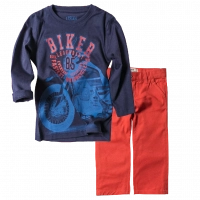 Παιδική μπλούζα Losan για αγόρια Biker Μπλε επώνυμες οικονομικές μπλούζες αγορίστικες online | Παιδικό παντελόνι New College για αγόρια Intense Κοραλί αγορίσικα ελληνικά μοντέρνα παντελόνια 