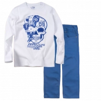 Παιδική μπλούζα Losan για αγόρια Score άσπρο καθημερινή εποχιακή άνετη επώνυμη ετών online (1) | Παιδικό παντελόνι για αγόρια Genova 2 navy μπλε 6-16 καθημερινά αγορίστικα ελαστικά online (1) 