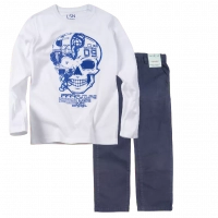 Παιδική μπλούζα Losan για αγόρια Score άσπρο καθημερινή εποχιακή άνετη επώνυμη ετών online (1) | Παιδικό παντελόνι Hashtag για αγόρια Timeless μπλε αγορίστικα καθημερινά μονόχρωμα 8 χρονών online 