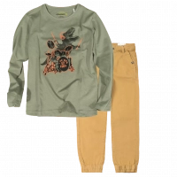 Παιδική μπλούζα Losan για αγόρια Dino Drummer λαδί άνετη καθημερινή βόλτα σχολείο επώνυμη λεπτή ετών online (1) | Παιδικό παντελόνι Mayoral για αγόρια Skater καφέ άνετο καθημερινό καζουάλ επώνυμο ετών online (1) 
