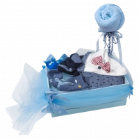 Δώρα για νεογέννητα μωροτούρτα για αγόρια Little mister γαλάζιο δώρα μαιευτηρίου βρεφικά οικονομικά online (1)