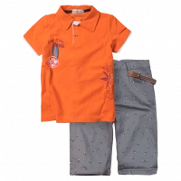 Παιδικό σετ Hashtag για αγόρια King of waves πορτοκαλί καλοκαιρινά σετ αγορίστικα με παντελόνι και polo casual αμπιγέ ετών online (1)