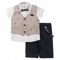 Παιδικό σετ Hashtag με γιλέκο για αγόρια Sahara2 καλοκαιρινά σετ αγορίστικα βερμούδα πουκάμισο παπιγιόν online (1)