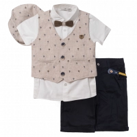 Βρεφικό σετ Hashtag με γιλέκο για αγόρια Sahara καλοκαιρινά σετ αγορίστικα βερμούδα πουκάμισο παπιγιόν online (1)