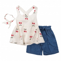 Παιδικό σετ Εβίτα για κορίτσια cherry άσπρο σετάκια με τζιν σορτσάκι καλοκαιρινά για κοριτσάκια ετών online