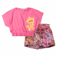 Παιδικό σετ Εβίτα για κορίτσια flower power φούξια σετάκια με σορτσάκι καλοκαιρινά για κοριτσάκια ετών online