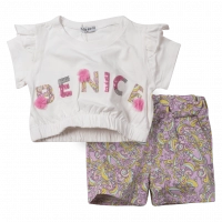 Παιδικό σετ Εβίτα για κορίτσια Benice άσπρο σετάκια με σορτσάκι καλοκαιρινά για κοριτσάκια ετών online