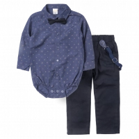 Βρεφικό σετ με πουκάμισο για αγόρια Buenas blue marine αμπιγέ σετάκια με παπιγιόν για γάμους βαφτίσεις Online μηνών  (1)