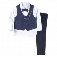 Παιδικό σετ με γιλέκο για αγόρια Mayaguez blue marine αμπιγέ σετάκια με πουκάμισο για γάμους βαφτίσεις Online ετών