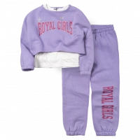 Παιδικό σετ φόρμας Emery για κορίτσια royal girls μωβ άνετο σχολείο καθημερινό ετών ζεστό (1)