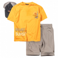 Παιδικό σετ Mayoral για αγόρια Sunset  πορτοκαλί επώνυμο σετ 3 τεμαχίων καλοκαιρινό βερμούδα ετών online (1)