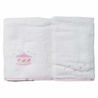 Παιδικό σετ πετσέτες ABO Carousel pink άσπρο 60-120Εκ ελληνικά βαμβακερά για δώρο (2)