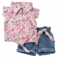 Παιδικό σετ Εβίτα για κορίτσια Jardin ροζ casual πουκάμισο floral καλοκαιρινά χρονών (1)