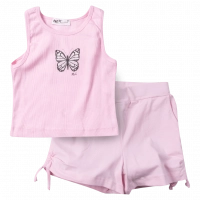 Παιδικό σετ ΝΕΚ για κορίτσια Butterfly ροζ  καθημερινό αμάνικο σχολείο σορτσάκι άνετο ετών  (1)